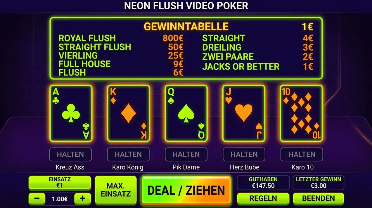 Irwin: Poker & Spezialspiele